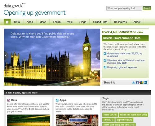 data.gov.uk homepage